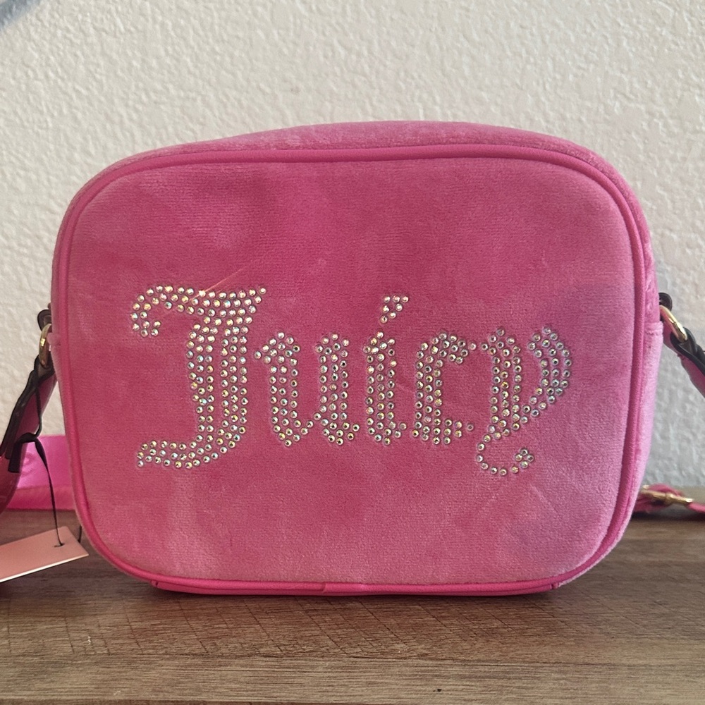 Juicy Couture Vibrant Pink Velour Crossbody Bag